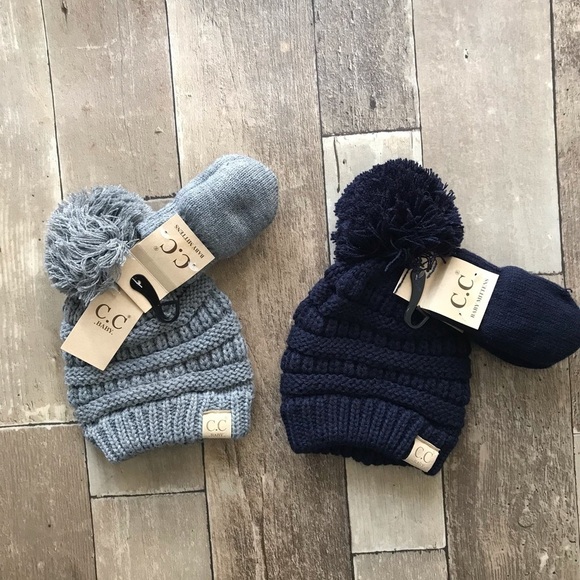 C.C. Brand Other - C.C. Brand Baby Pompom Beanie and Mitten Set